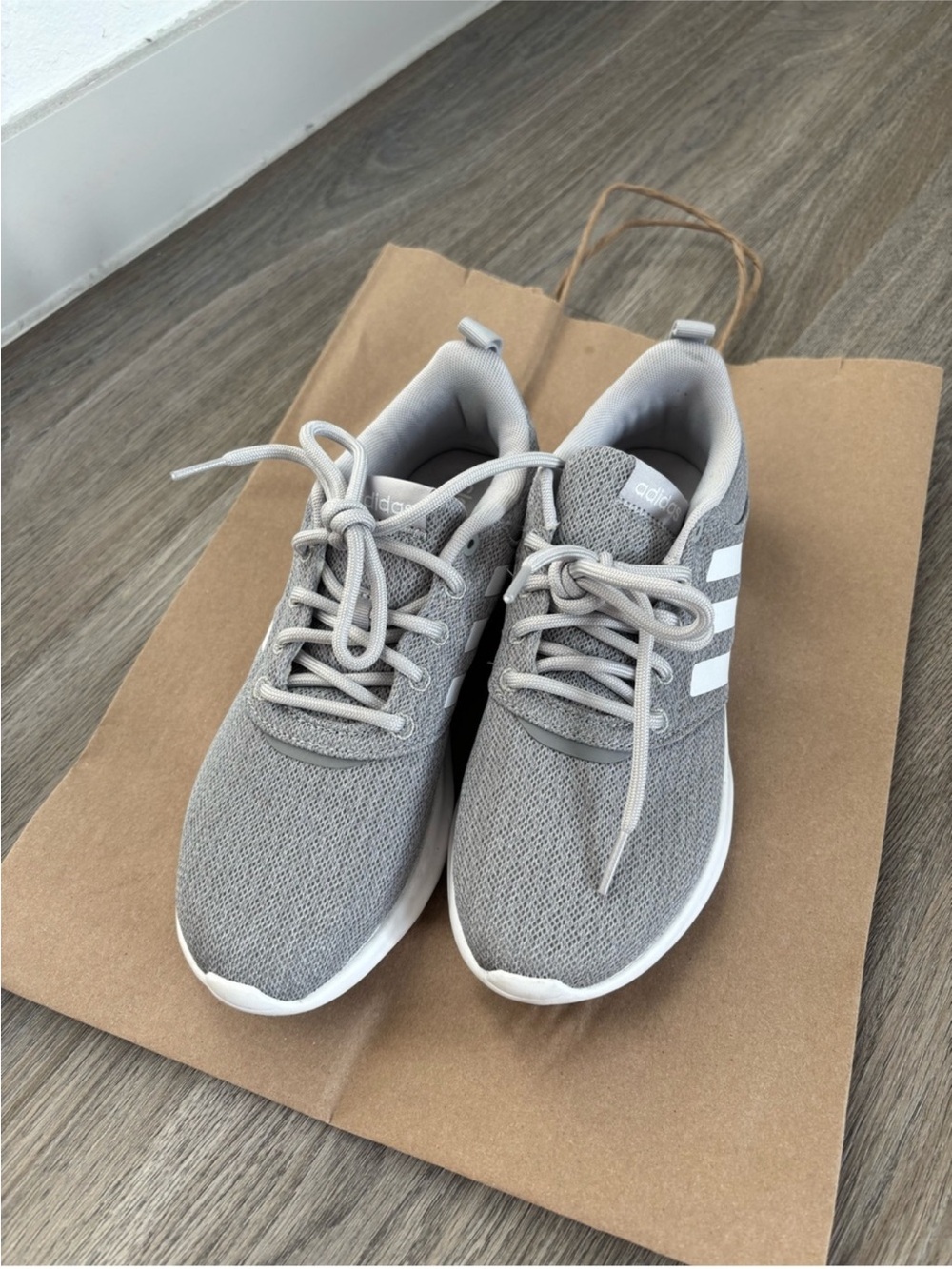 Adidas Women Gray Sneakers with White Stripes - Picture 2 of 5
